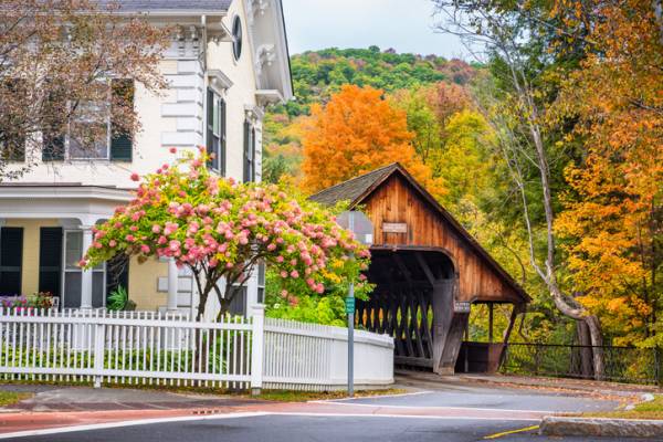 The covered bridge in Woodstock, VT